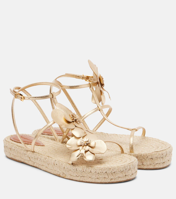  Zimmermann Zimmermann Floral-applique Leather Espadrille Sandals 