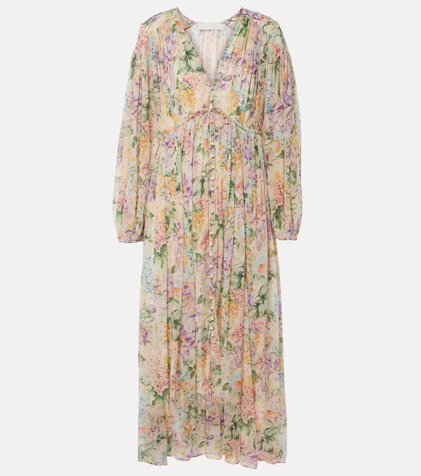  Zimmermann Zimmermann Halliday Gathered Floral Maxi Dress 