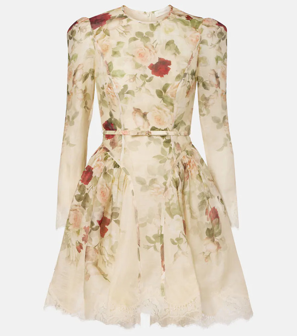  Zimmermann Zimmermann Hypnotic Floral Linen And Silk Minidress 