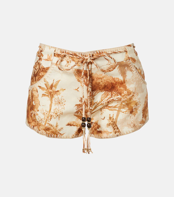  Zimmermann Zimmermann Indra Beaded Printed Linen Shorts 