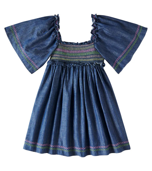  Zimmermann Kids Zimmermann Kids Tallow Shirred Denim Dress 