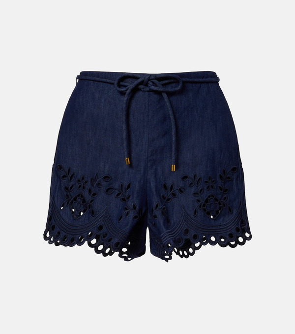  Zimmermann Zimmermann Mahon Broderie Anglaise Denim Shorts 