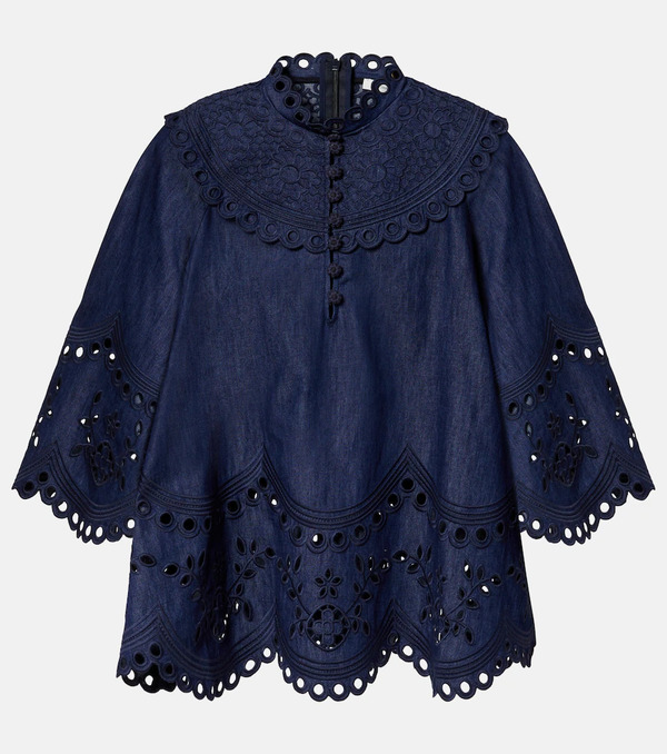  Zimmermann Zimmermann Mahon Broderie Anglaise Denim Top 