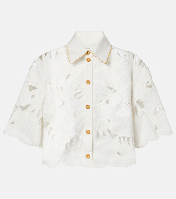  Zimmermann Zimmermann Mahon Embroidered Cotton Poplin Shirt 