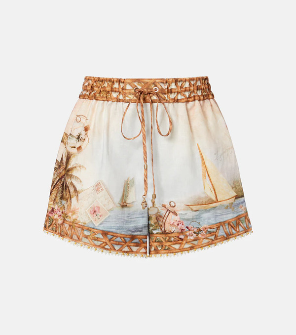  Zimmermann Zimmermann Mahon Printed Linen Shorts 