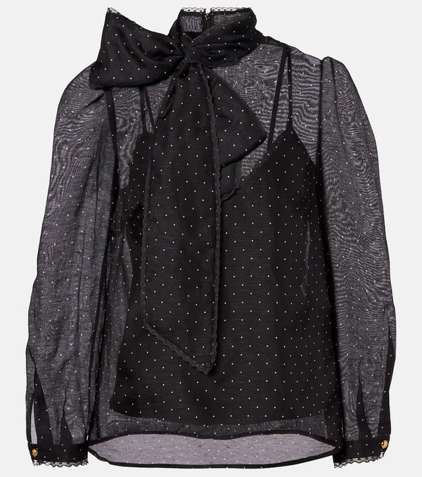  Zimmermann Zimmermann Polka-dot Linen And Silk Blouse 