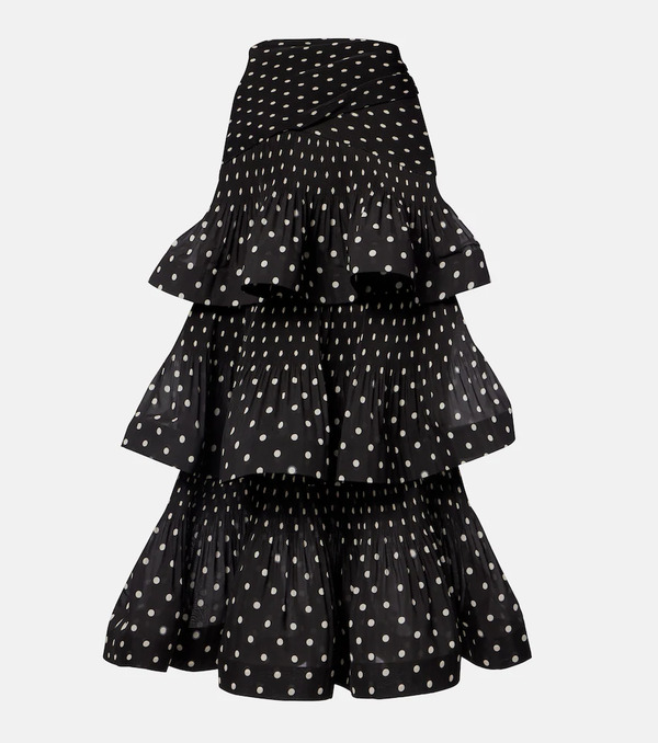  Zimmermann Zimmermann Polka-dot Tiered Midi Skirt 
