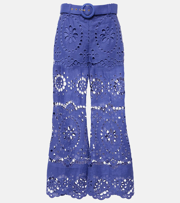  Zimmermann Zimmermann Pop Embroidered Linen Cropped Pants 