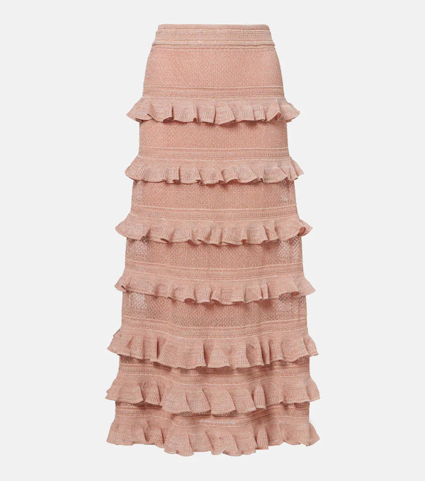  Zimmermann Zimmermann Rebellion Ruffled Lame Midi Skirt 