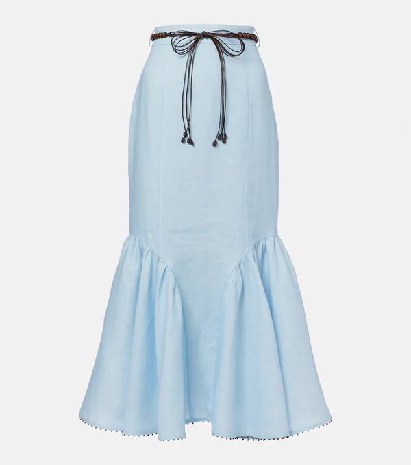  Zimmermann Zimmermann Rhiannon Linen Midi Skirt 