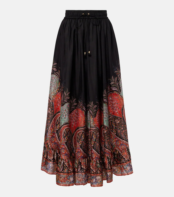  Zimmermann Zimmermann Rhiannon Ruffled Silk Maxi Skirt 