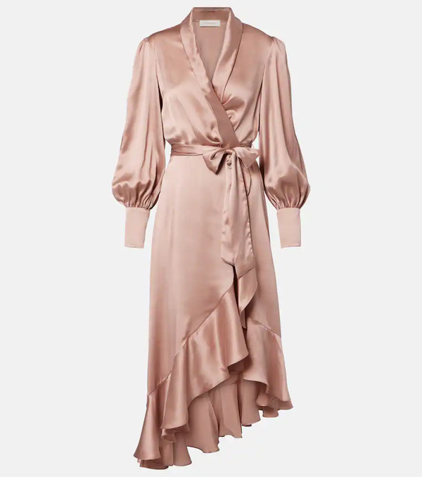  Zimmermann Zimmermann Ruffled Silk Satin Wrap Dress 