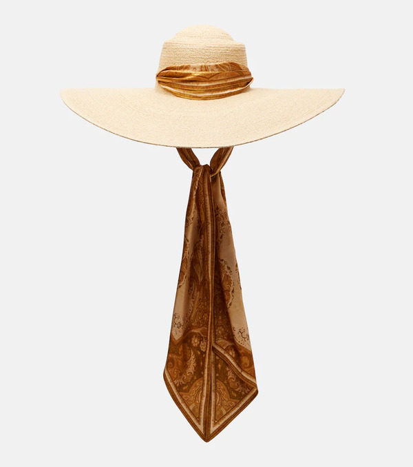  Zimmermann Zimmermann Silk-trimmed Raffia Sun Hat 