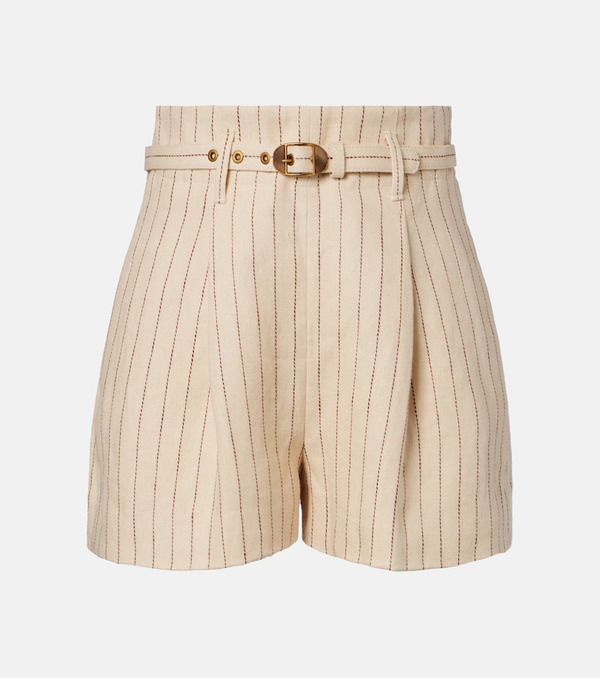  Zimmermann Zimmermann Striped Belted Linen Shorts 