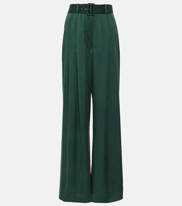  Zimmermann Zimmermann Tuck Silk Satin Wide-leg Pants 