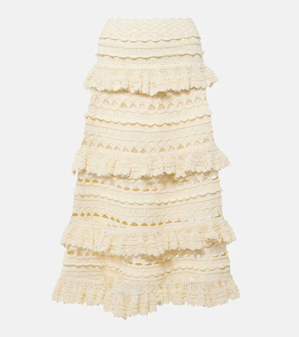  Zimmermann Zimmermann Waverly Ruffled Crochet Midi Skirt 