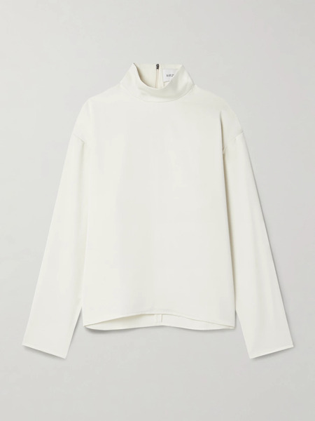  16arlington   Olall Crepe Turtleneck Blouse   Ivory 