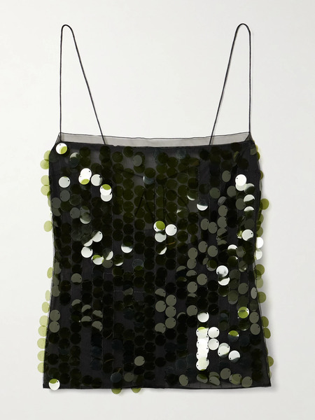  16arlington   Suero Sequined Chiffon Top   Black 