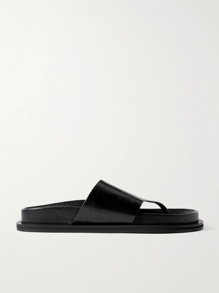  A Emery   Imara Croc Effect Leather Sandals   Black 