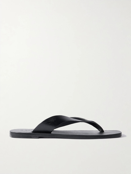  A Emery   Kinto Lizard Effect Leather Flip Flops   Black 