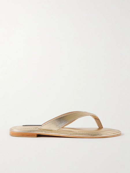  A Emery   Morgan Metallic Leather Flip Flops   Gold 