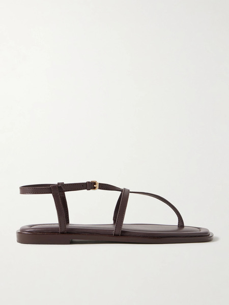  A Emery   Remly Textured Leather Sandals   Chocolate 
