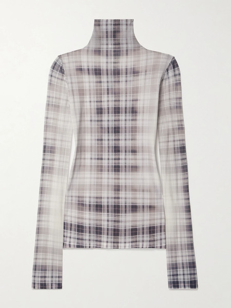  Acne Studios   Checked Stretch Jersey Turtleneck Top   Gray 