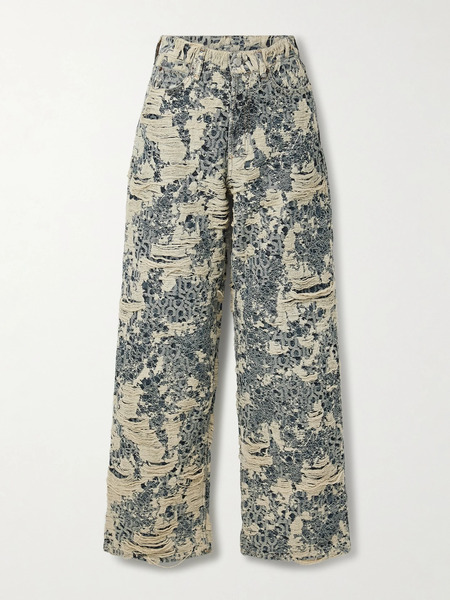  Acne Studios   1981 Distressed Mid Rise Wide Leg Organic Jeans   Gray 