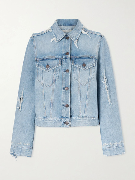  Acne Studios   Distressed Organic Denim Jacket   Light Denim 