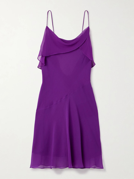  Acne Studios   Draped Silk Georgette Mini Dress   Purple 