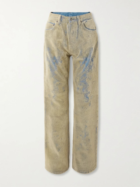  Acne Studios   Flocked Straight Leg Jeans   Beige 