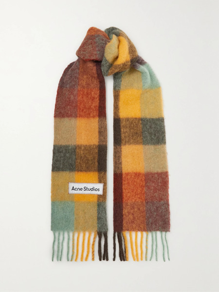  Acne Studios   Fringed Checked Felt Scarf   Yellow 