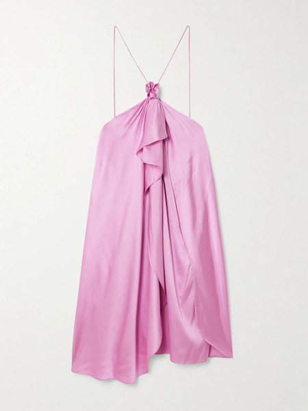  Acne Studios   Gathered Draped Stretch Satin Mini Dress   Pink 