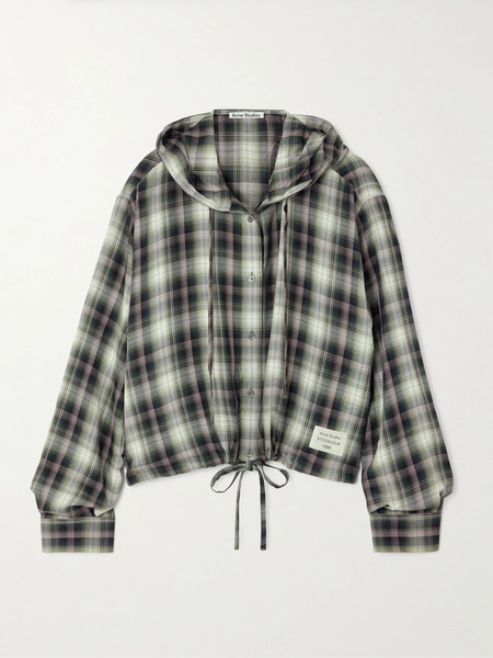  Acne Studios   Hooded Appliquéd Checked Woven Shirt   Multi 