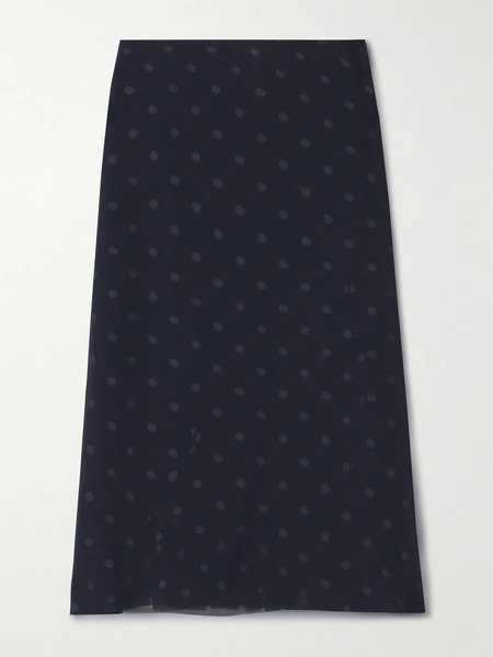  Acne Studios   Layered Distressed Polka Dot Chiffon Skirt   Blue 