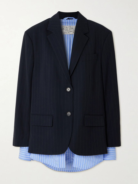  Acne Studios   Layered Striped Twill Blazer   Navy 