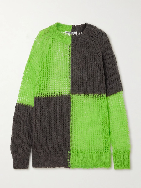  Acne Studios   Oversized Two Tone Open Knit Sweater   Green 