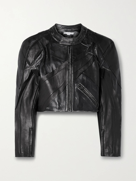  Acne Studios   Paneled Distressed Leather Jacket   Black 