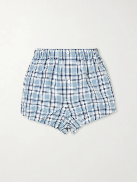  Acne Studios   Pebby Checked Cotton Shorts   Blue 