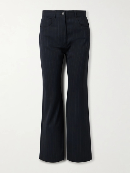  Acne Studios   Pinstriped Crepe Straight Leg Pants   Navy 