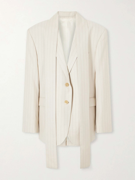  Acne Studios   Single Breasted Pinstriped Wool Blazer   Cream 