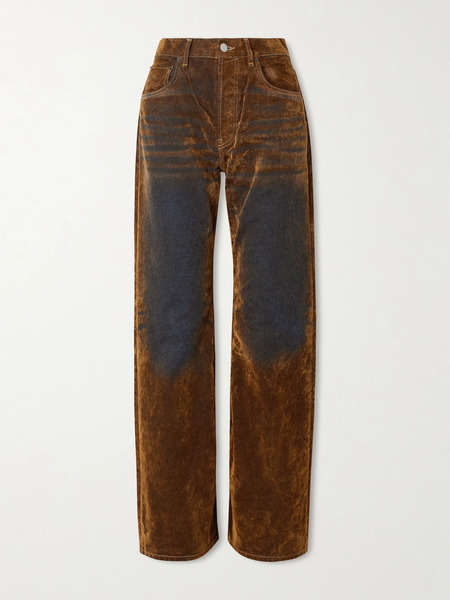  Acne Studios   Suede Effect Mid Rise Wide Leg Jeans   Brown 