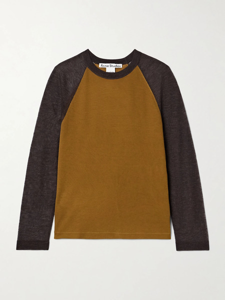  Acne Studios   Two Tone Lyocell And Wool Blend T Shirt   Camel 