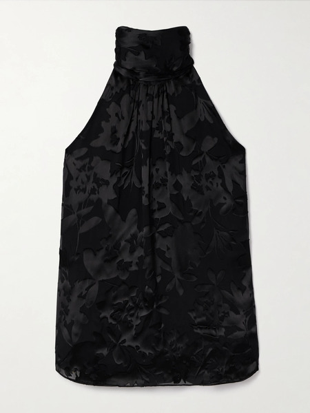  Adam Lippes   Giulia Devoré Satin Halterneck Top   Black 