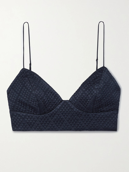  Adam Lippes   Matelassé Wool Blend Bralette   Navy 