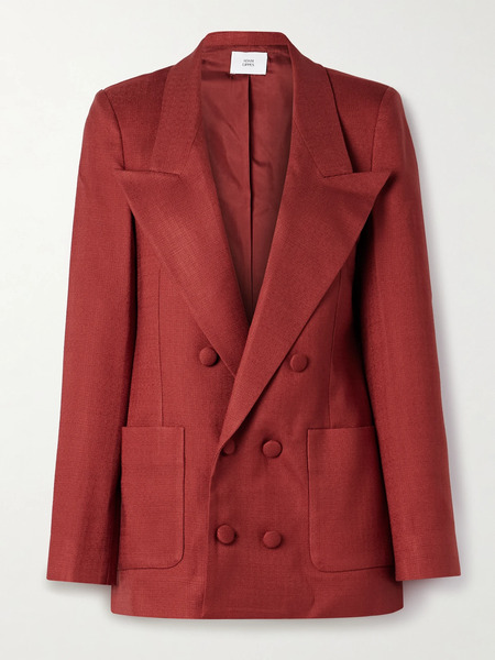  Adam Lippes   Riva Double Breasted Canvas Blazer   Red 