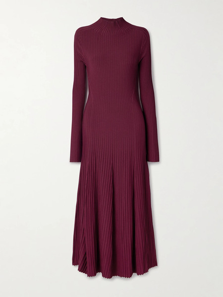  Adam Lippes   Tabitha Ribbed Knit Midi Dress   Burgundy 