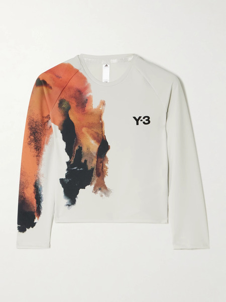  Adidas Originals   + Y 3 Cropped Cutout Appliquéd Printed Recycled Stretch Jersey Tennis Top   White 