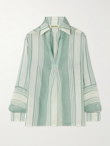  Admona   Zaid Striped Gauze Shirt   Green 