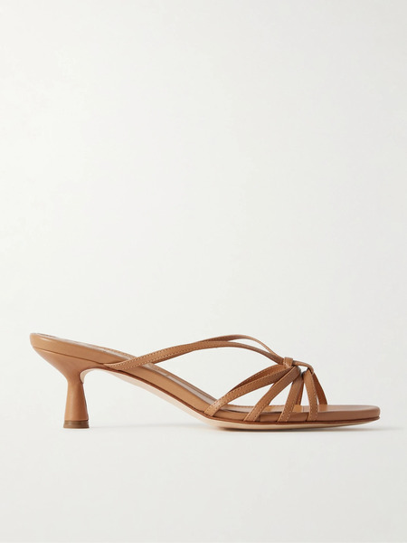  Aeyde   Abby Knotted Leather Sandals   Camel 